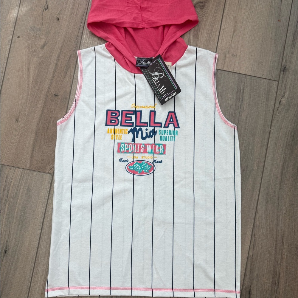 NWT vintage 90s y2k Bella MiA Hooded Tank Top Shirt Womens medium sportswear
